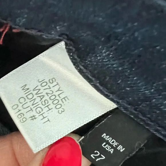 Veronica Beard Carolyn 10” Baby Boot Jeans Midnight Blue Tuxedo Stripe Red - Picture 11 of 12